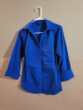 Zac & Rachel Button-Down Blouse in Royal Blue Lg